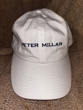 Peter Millar White Cotton Adjustable Baseball Cap Dad Hat Golf OS